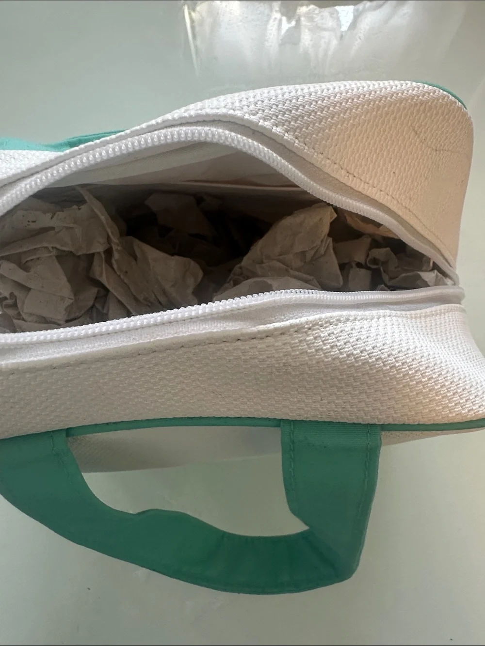 Canvas Tote Bag with Mint Green Handles